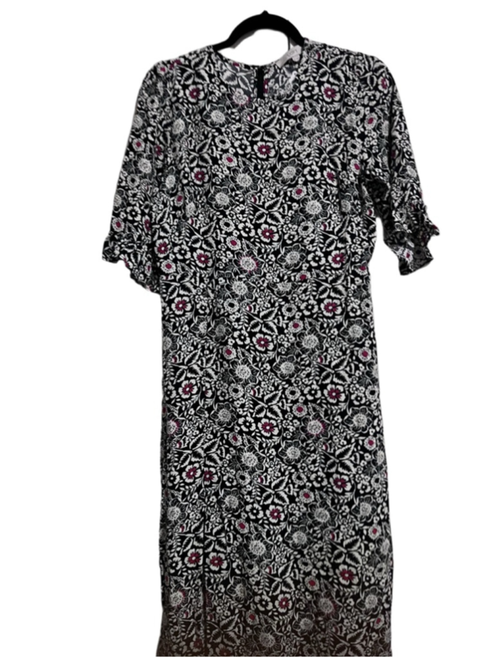 EUC Women's LOFT Black White Floral Midi Dress 6P